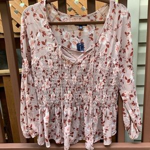 NWT AEO Romantic Floral Boho Top Fall Colors